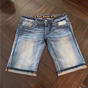 Women’s Rock Revival  Denim Shorts with Embroidered Pocket